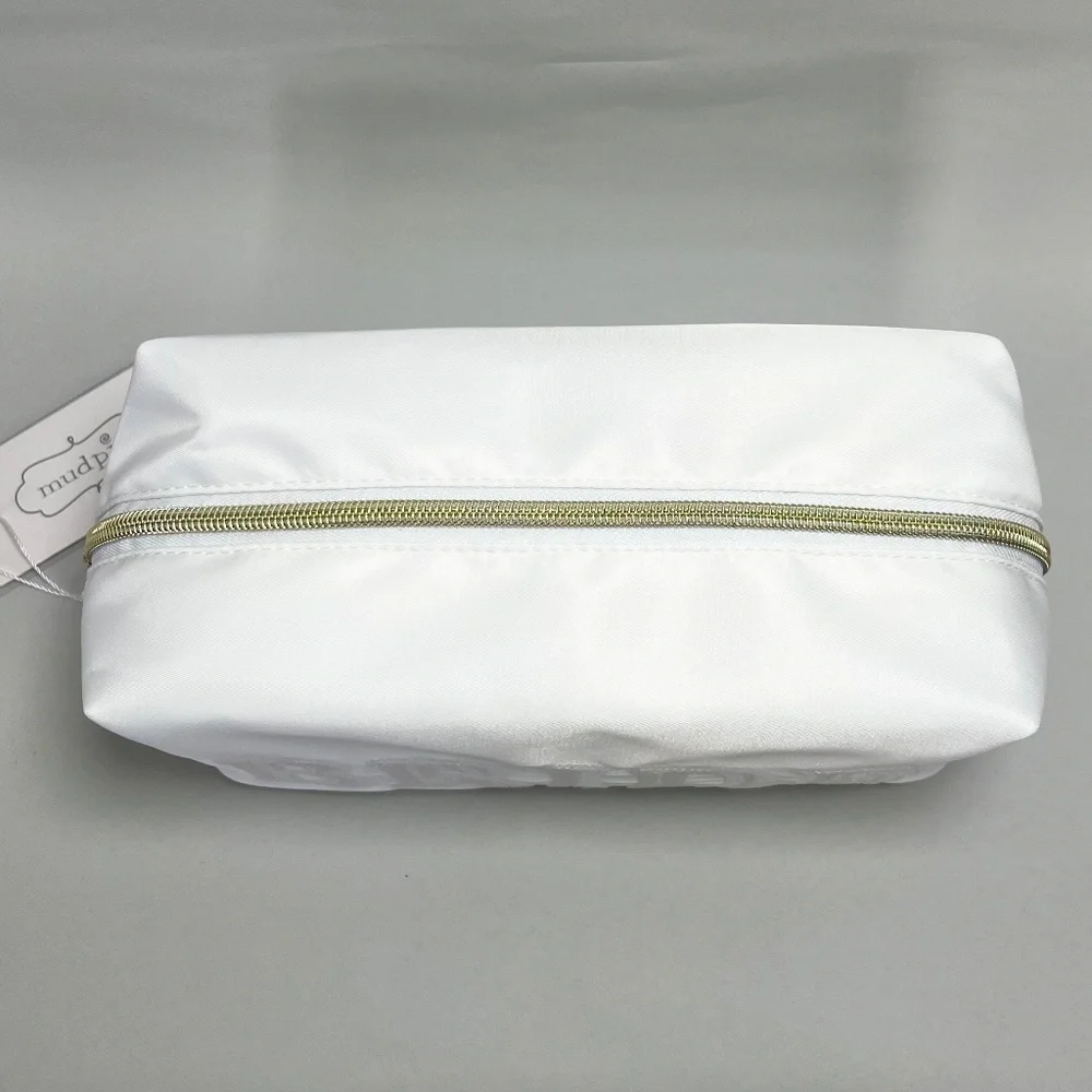 Mud Pie White Sequin Bride Cosmetic Bag
